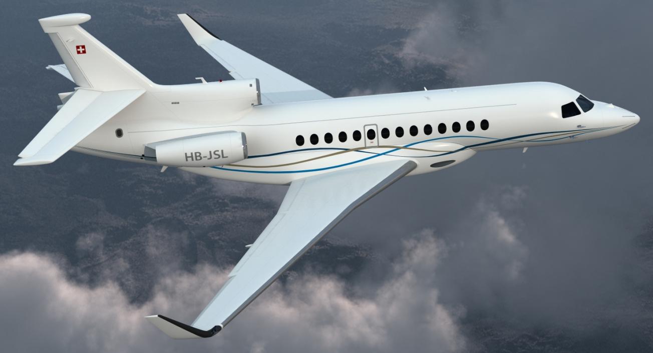 Business Long Range Trijet Dassault Falcon 7X Rigged 3D