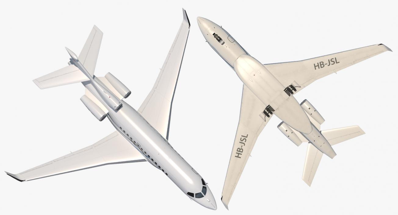 Business Long Range Trijet Dassault Falcon 7X Rigged 3D