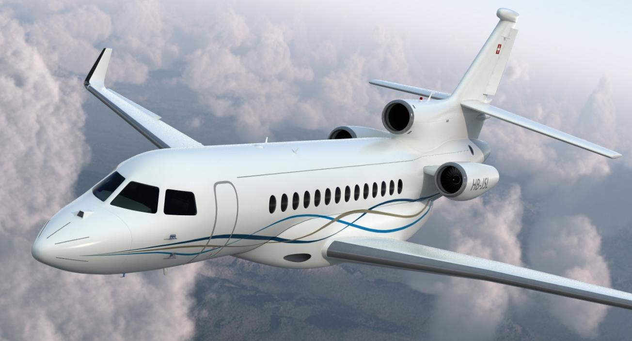 Business Long Range Trijet Dassault Falcon 7X Rigged 3D