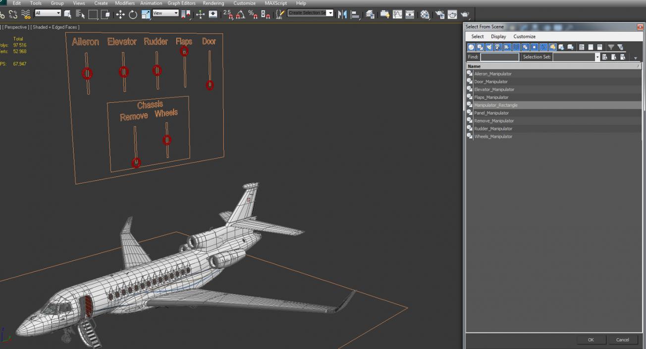 Business Long Range Trijet Dassault Falcon 7X Rigged 3D