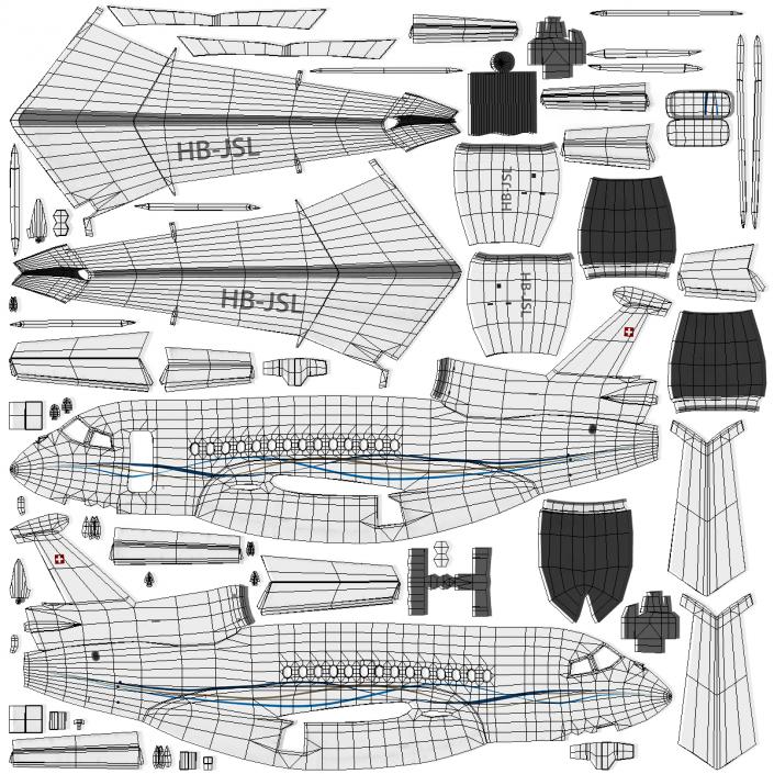 Business Long Range Trijet Dassault Falcon 7X Rigged 3D