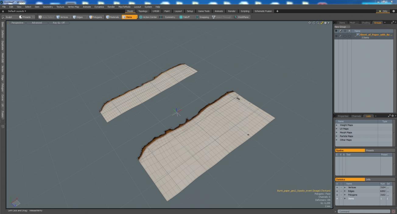 3D model Sheet of Paper with Burnt Edge