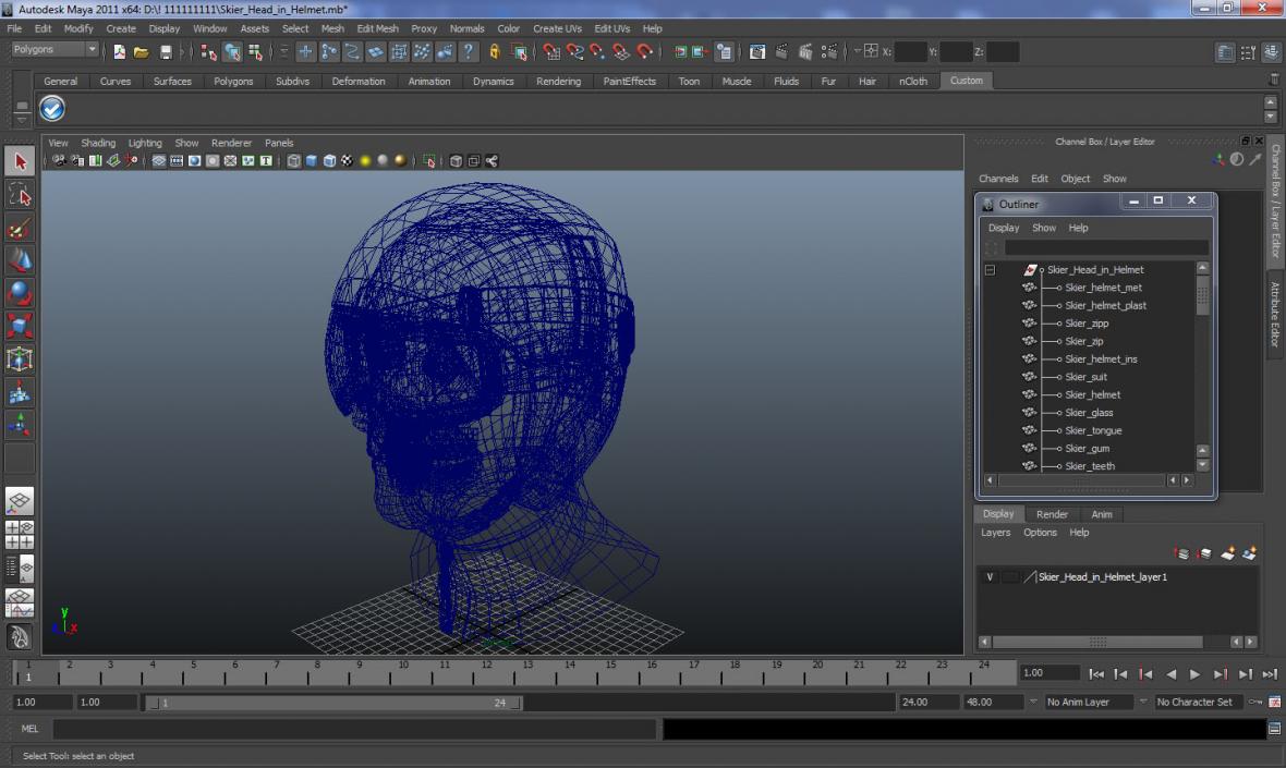 3D model Skier Head in Helmet