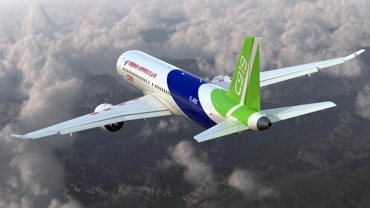 3D Comac C919 Narrow Body Airliner