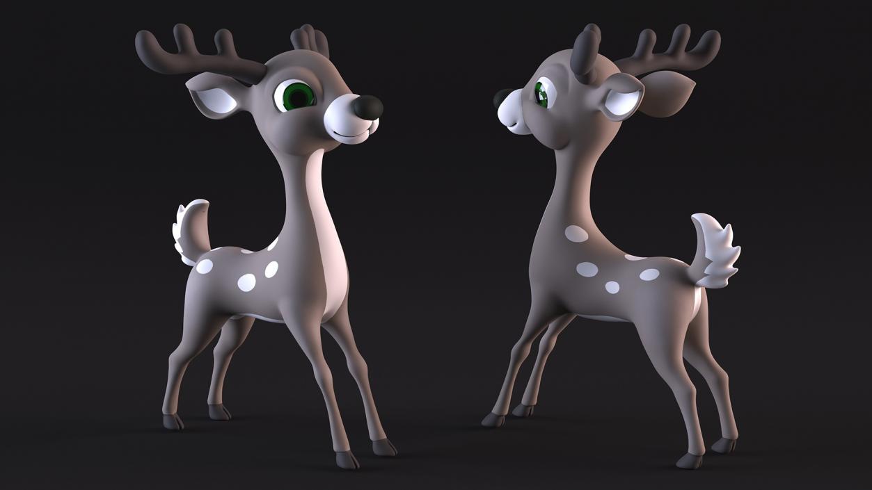 3D Grey Cartoon Reindeer