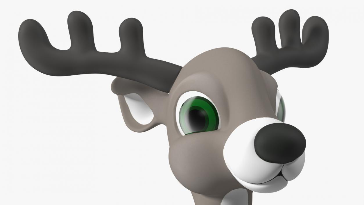 3D Grey Cartoon Reindeer