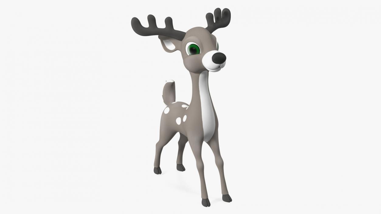 3D Grey Cartoon Reindeer