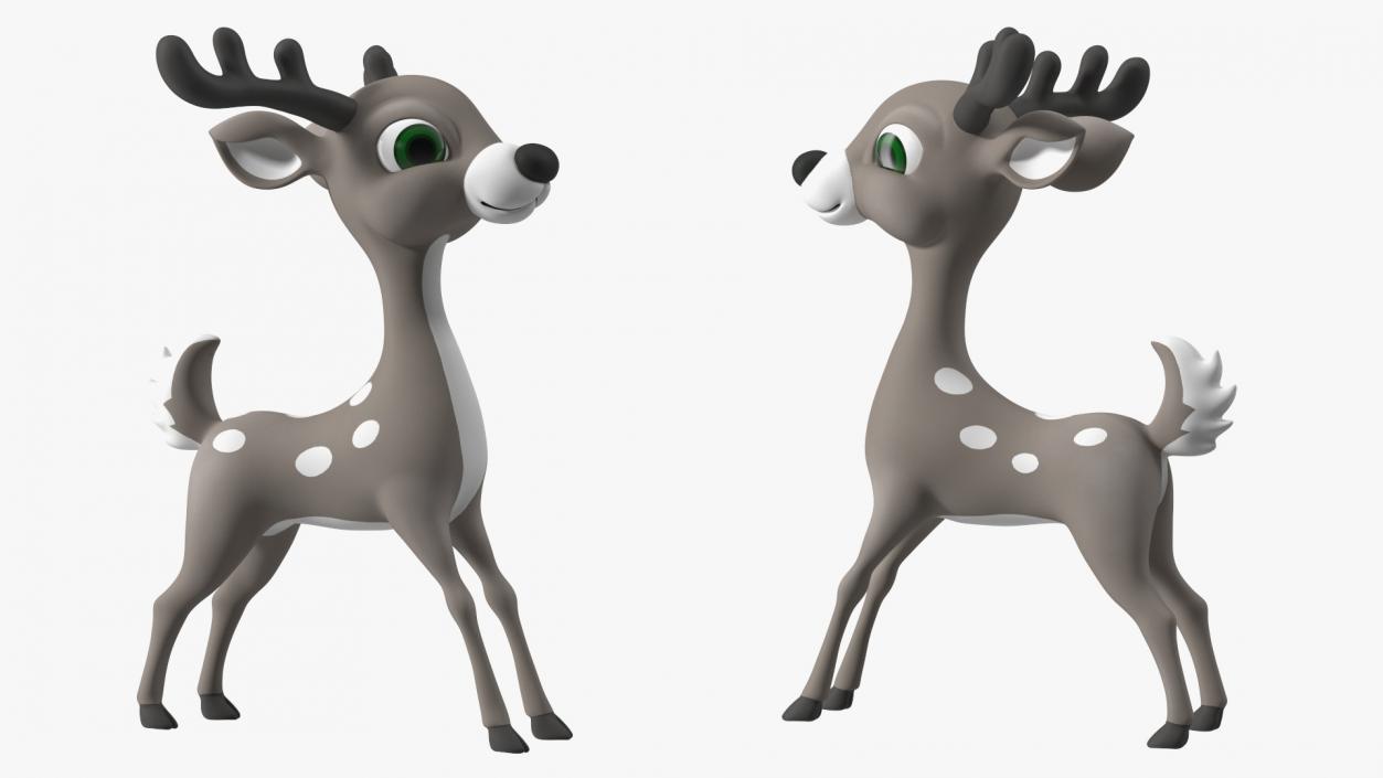 3D Grey Cartoon Reindeer