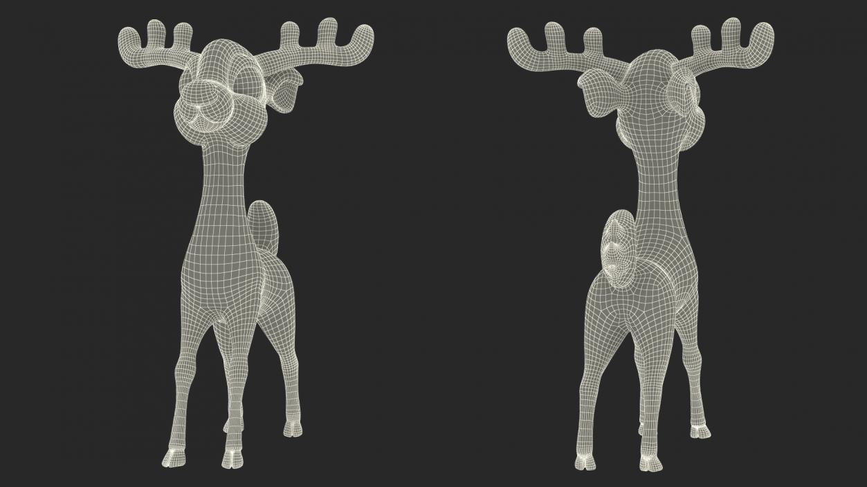 3D Grey Cartoon Reindeer