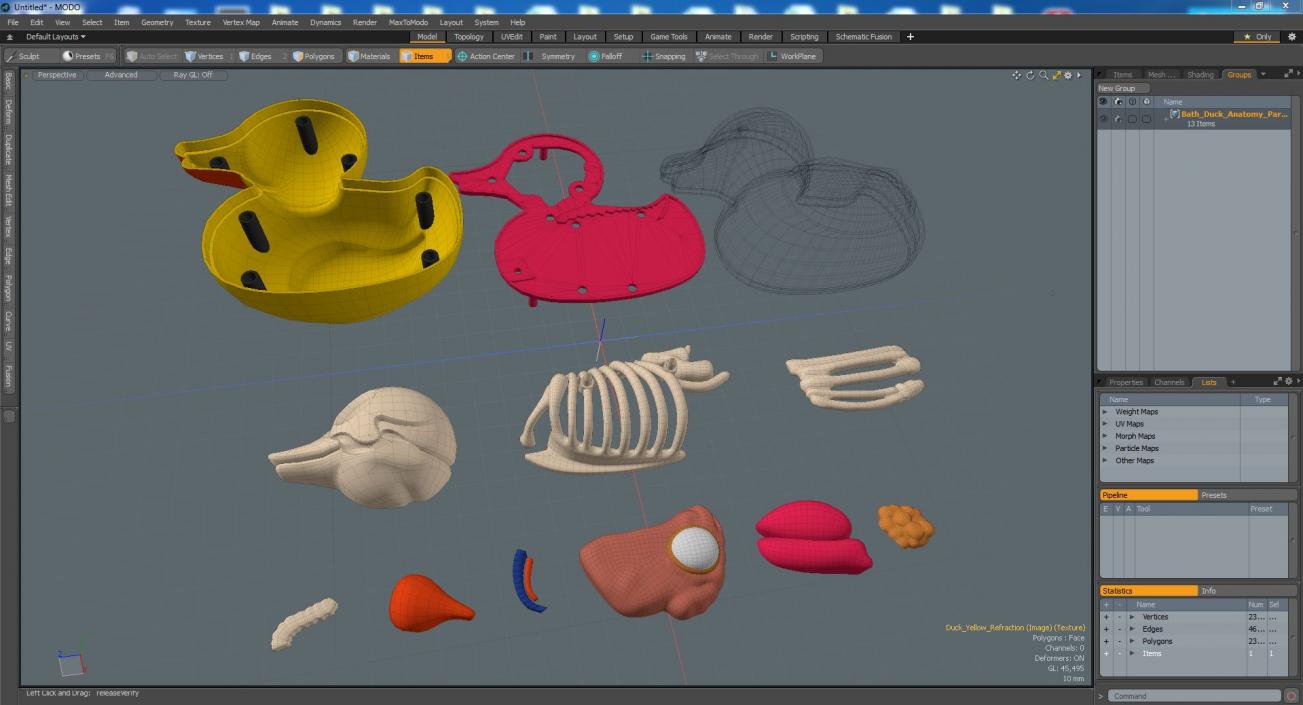 3D Bath Duck Anatomy Parts model