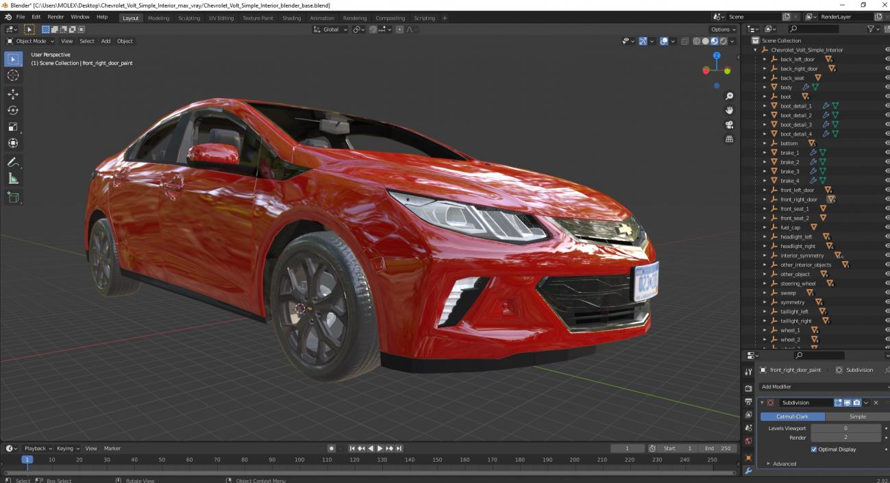 3D model Chevrolet Volt Simple Interior