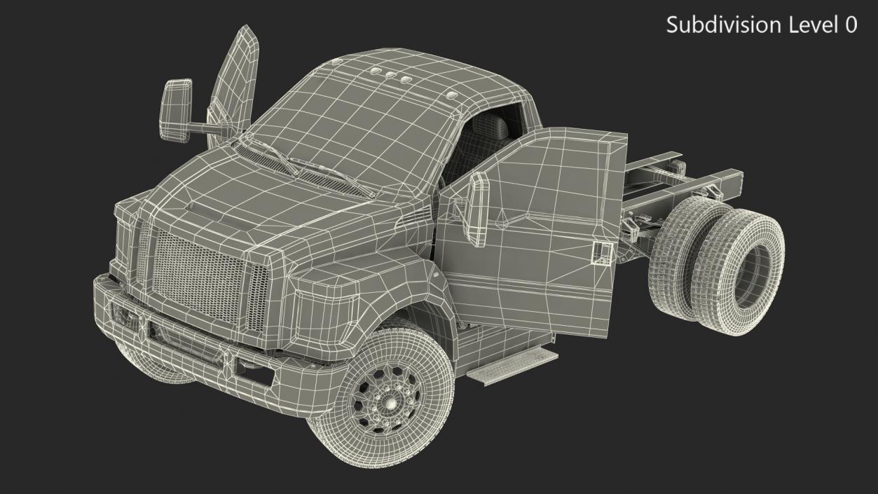 Crew Cab Chassis Truck Generic Rigged 3D