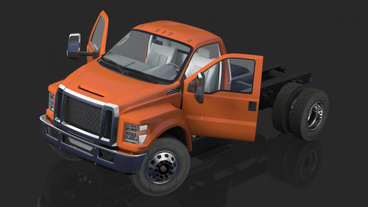 Crew Cab Chassis Truck Generic Rigged 3D