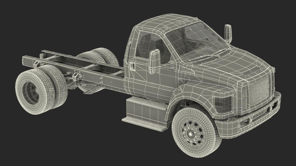 Crew Cab Chassis Truck Generic Rigged 3D