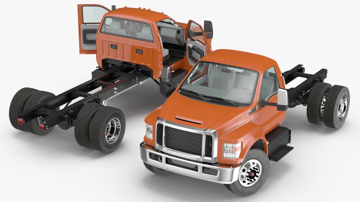 Crew Cab Chassis Truck Generic Rigged 3D