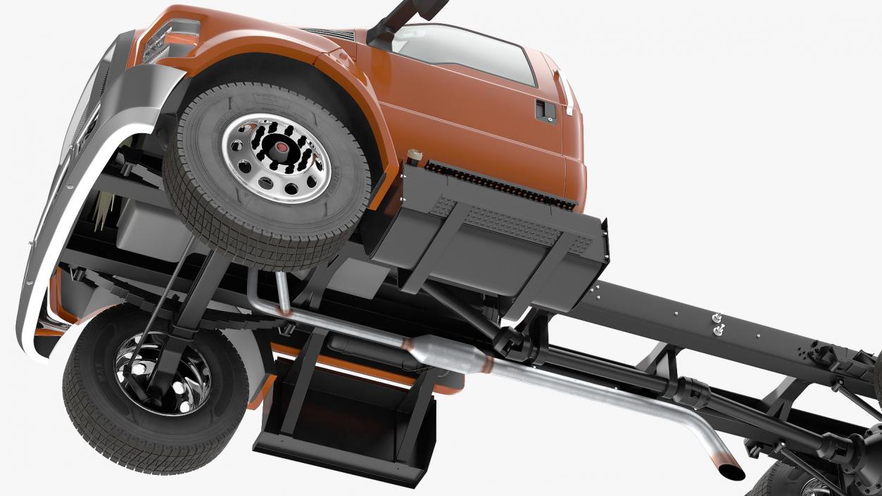 Crew Cab Chassis Truck Generic Rigged 3D