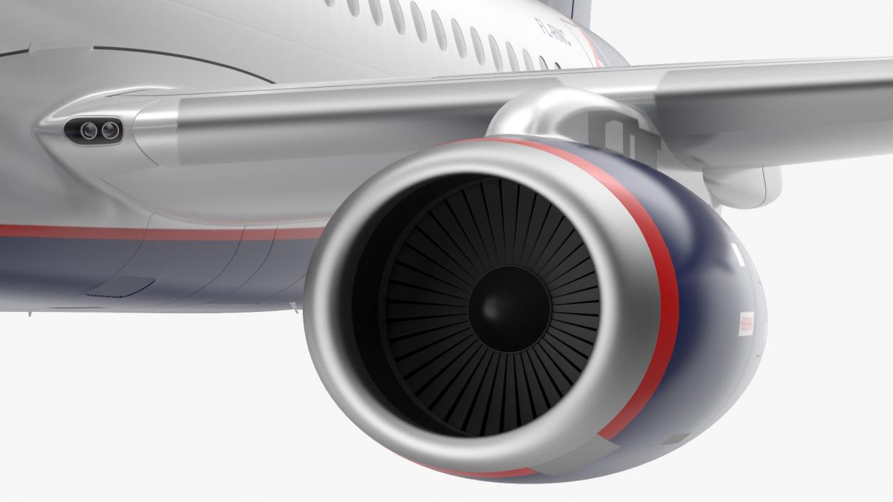 3D model Sukhoi Superjet 100 with Saberlets Aeroflot Flight