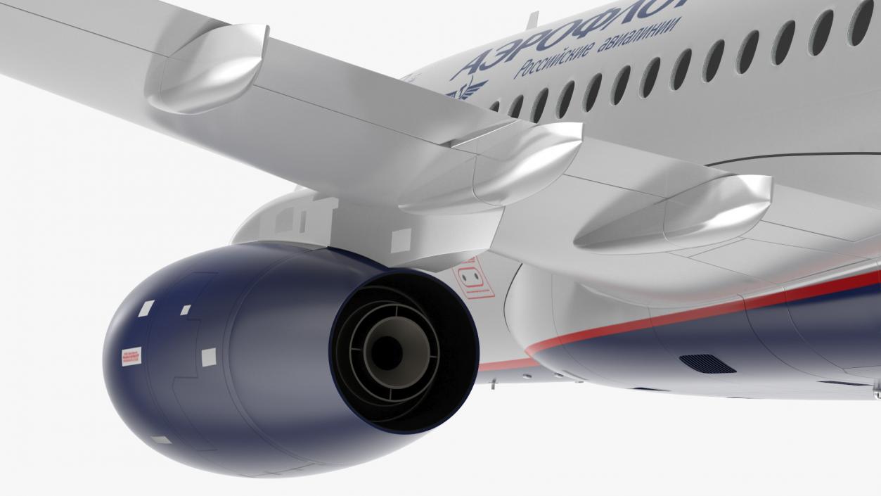 3D model Sukhoi Superjet 100 with Saberlets Aeroflot Flight