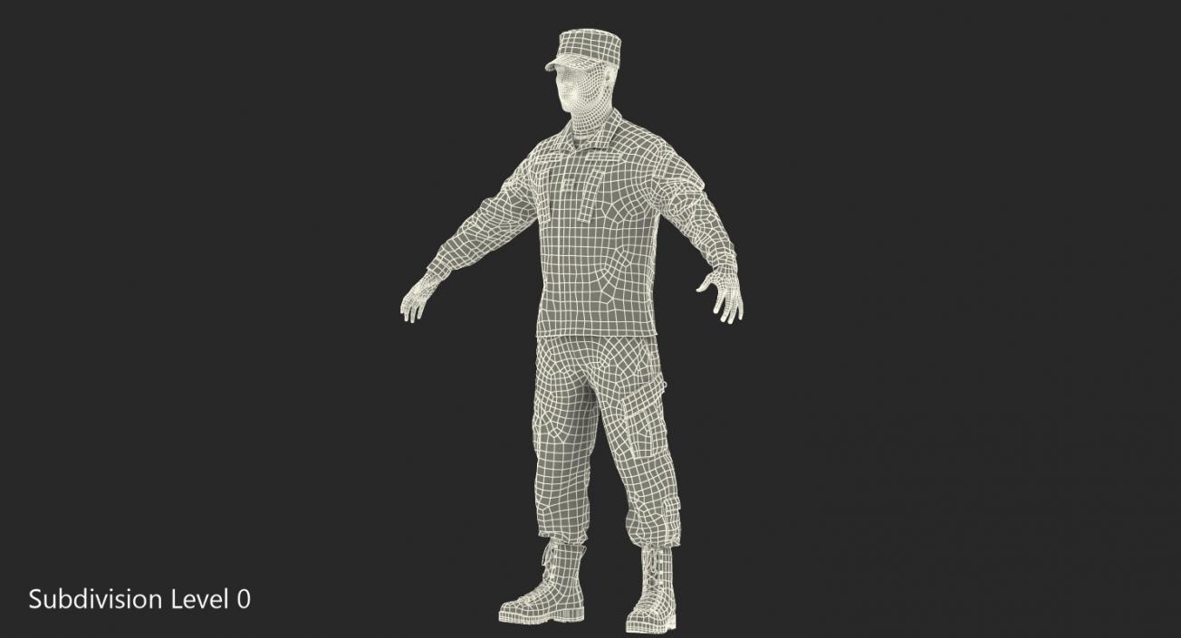 3D US Army Black Soldier Uniform T-Pose