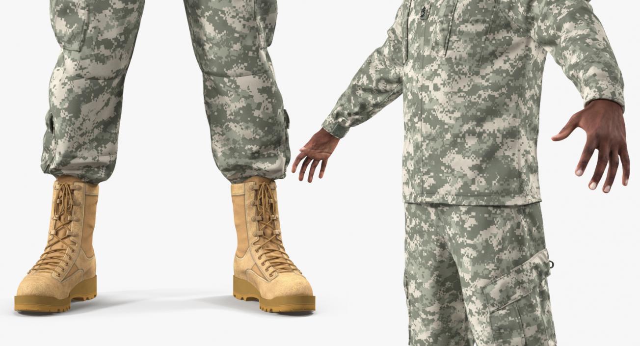 3D US Army Black Soldier Uniform T-Pose