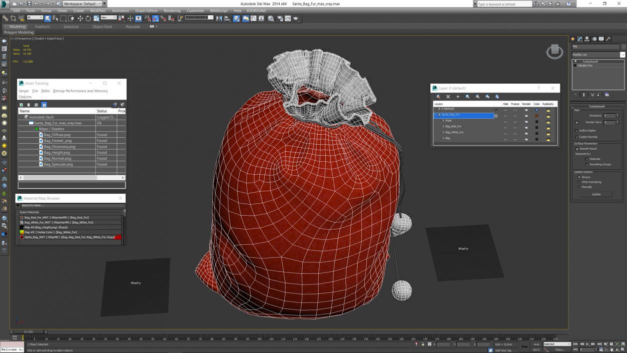 3D Santa Bag Fur model