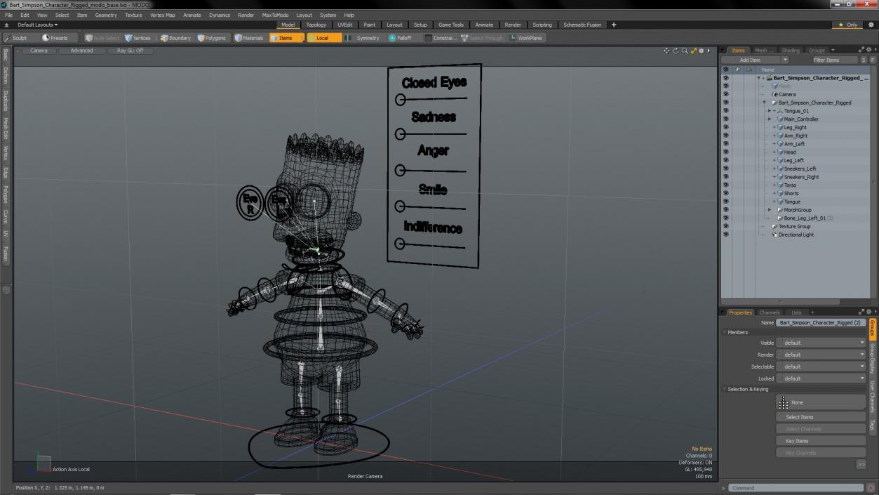 3D Bart Simpson Character Rigged for Modo model