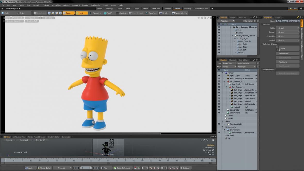 3D Bart Simpson Character Rigged for Modo model