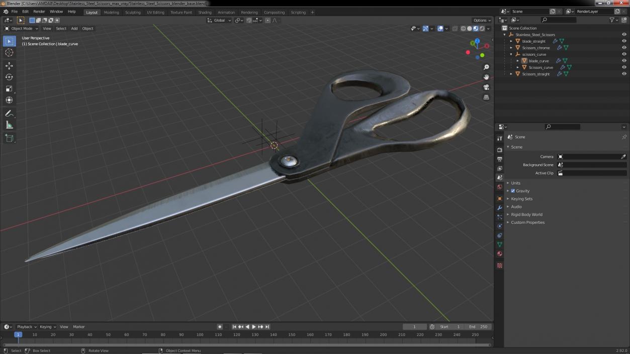 Stainless Steel Scissors 3D model