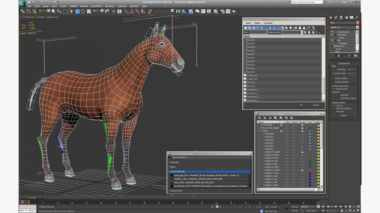 3D Bay Horse Rigged