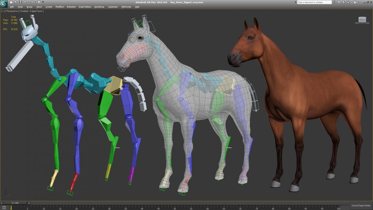 3D Bay Horse Rigged