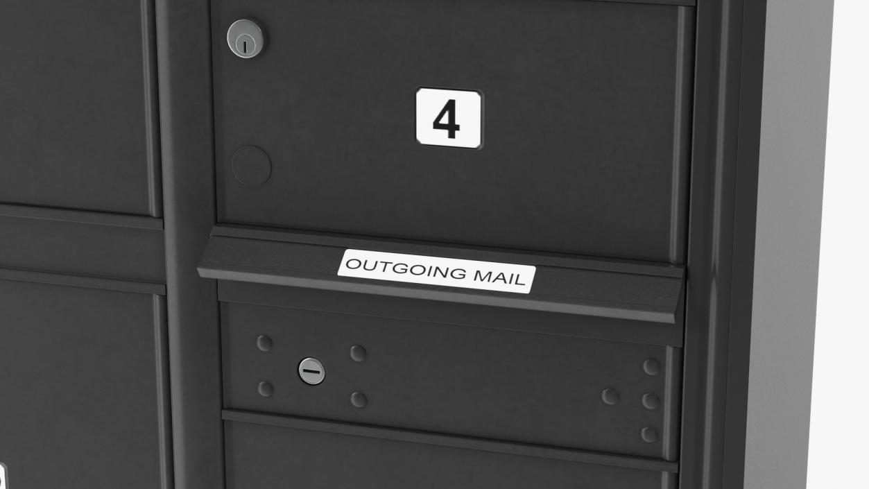 Black Four Door Two Parcel Cluster Mailbox 3D