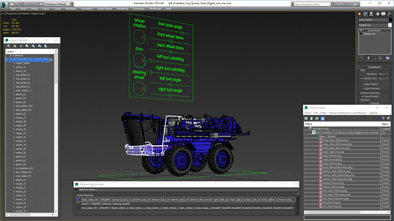 3D model Self Propelled Crop Sprayer Clean Rigged