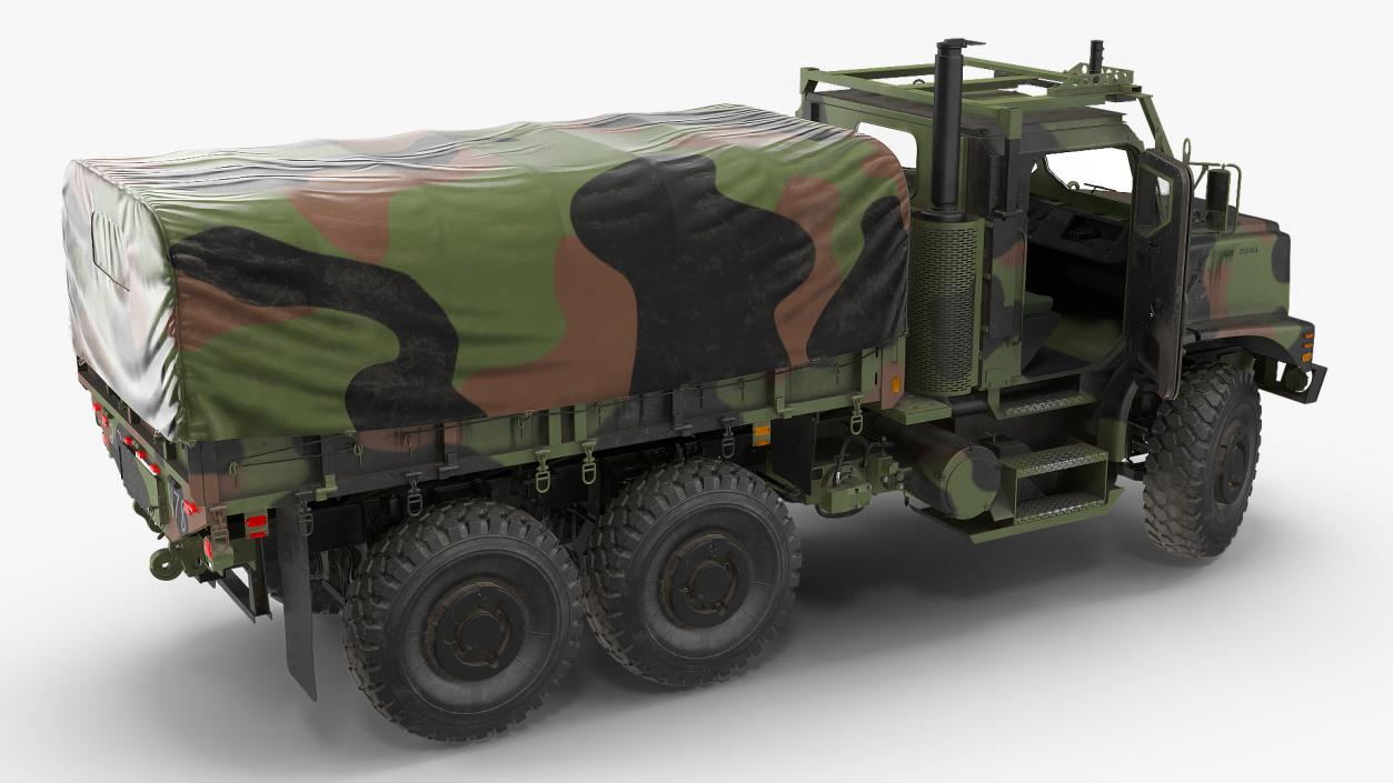 3D model Medium Tactical Vehicle 6x6 with Tent Dusty Rigged