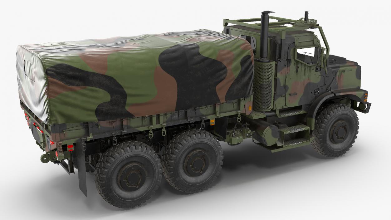 3D model Medium Tactical Vehicle 6x6 with Tent Dusty Rigged