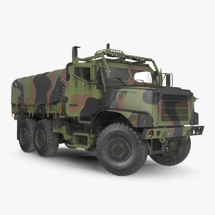 3D model Medium Tactical Vehicle 6x6 with Tent Dusty Rigged