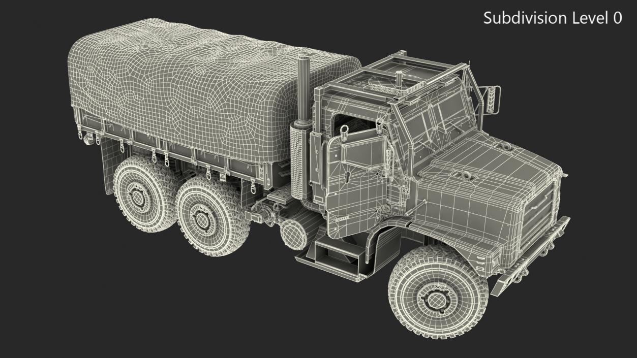 3D model Medium Tactical Vehicle 6x6 with Tent Dusty Rigged