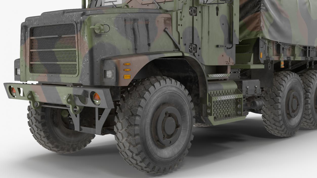 3D model Medium Tactical Vehicle 6x6 with Tent Dusty Rigged