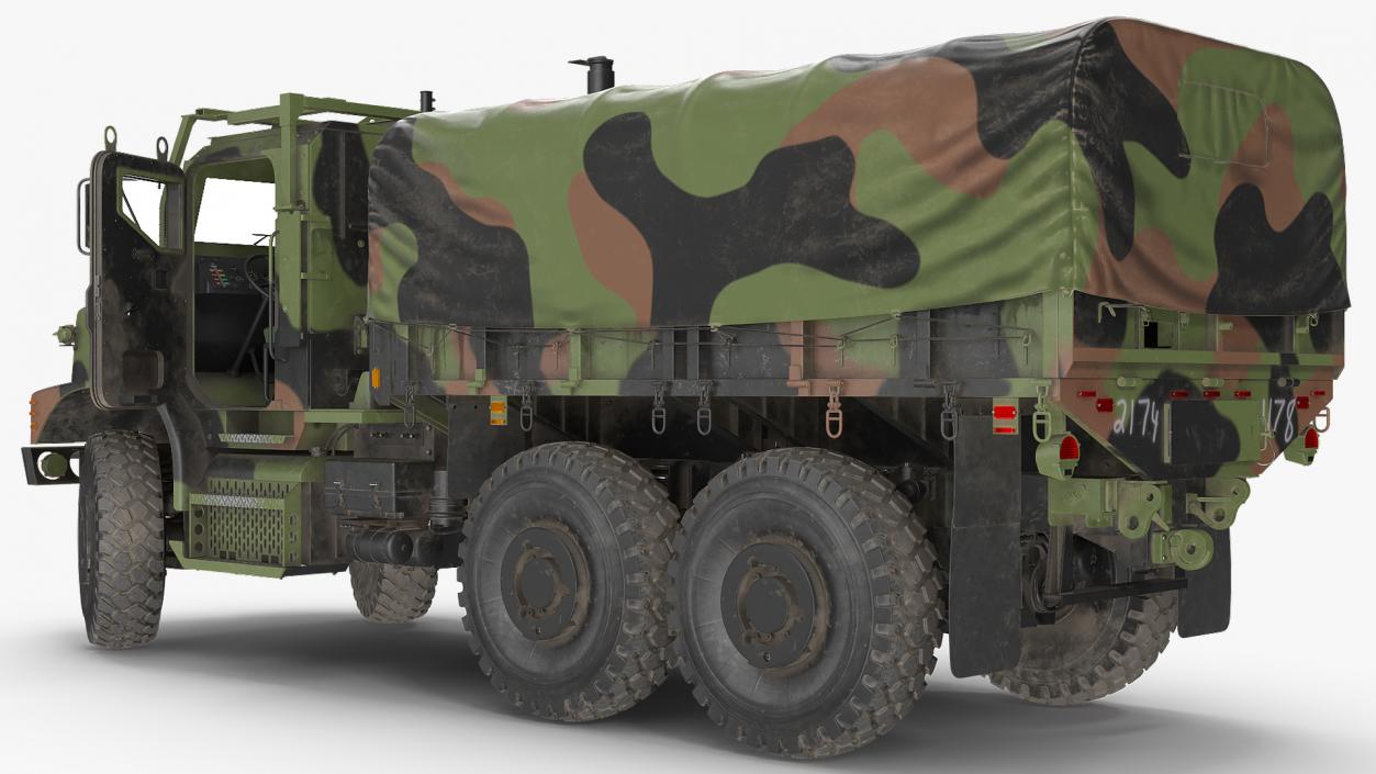 3D model Medium Tactical Vehicle 6x6 with Tent Dusty Rigged