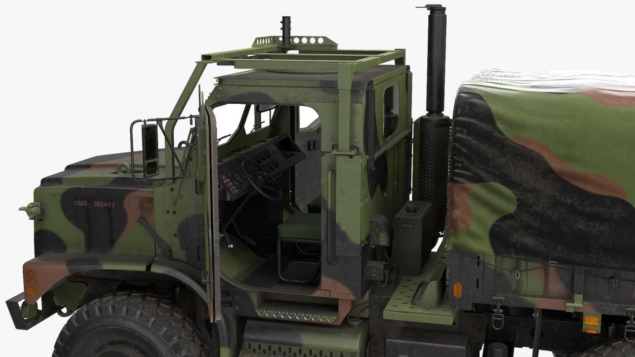 3D model Medium Tactical Vehicle 6x6 with Tent Dusty Rigged