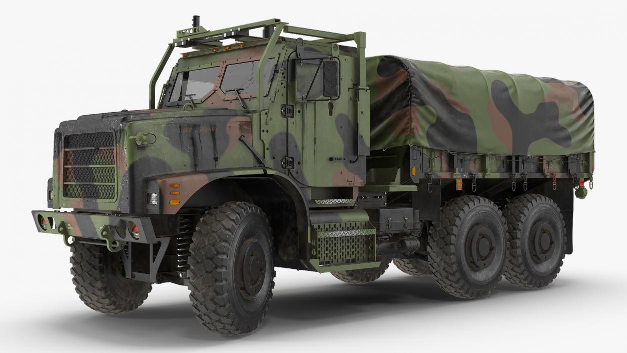 3D model Medium Tactical Vehicle 6x6 with Tent Dusty Rigged