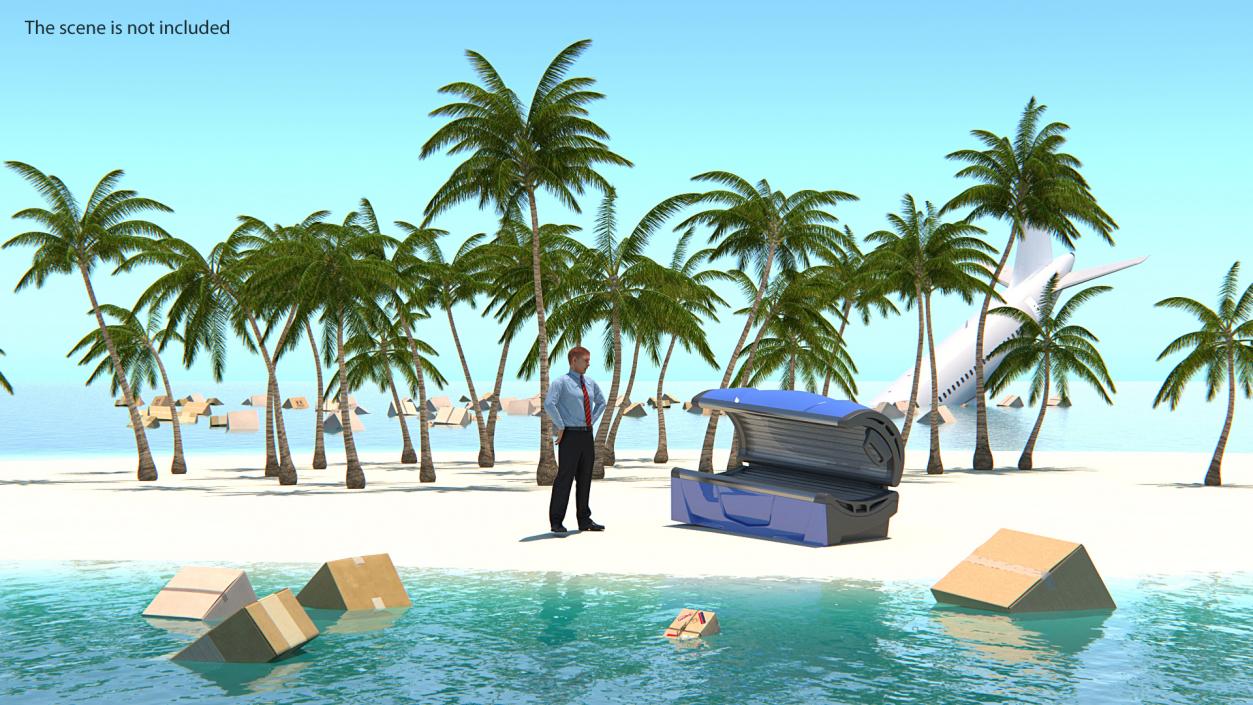 3D Tropical Island with Palm Trees