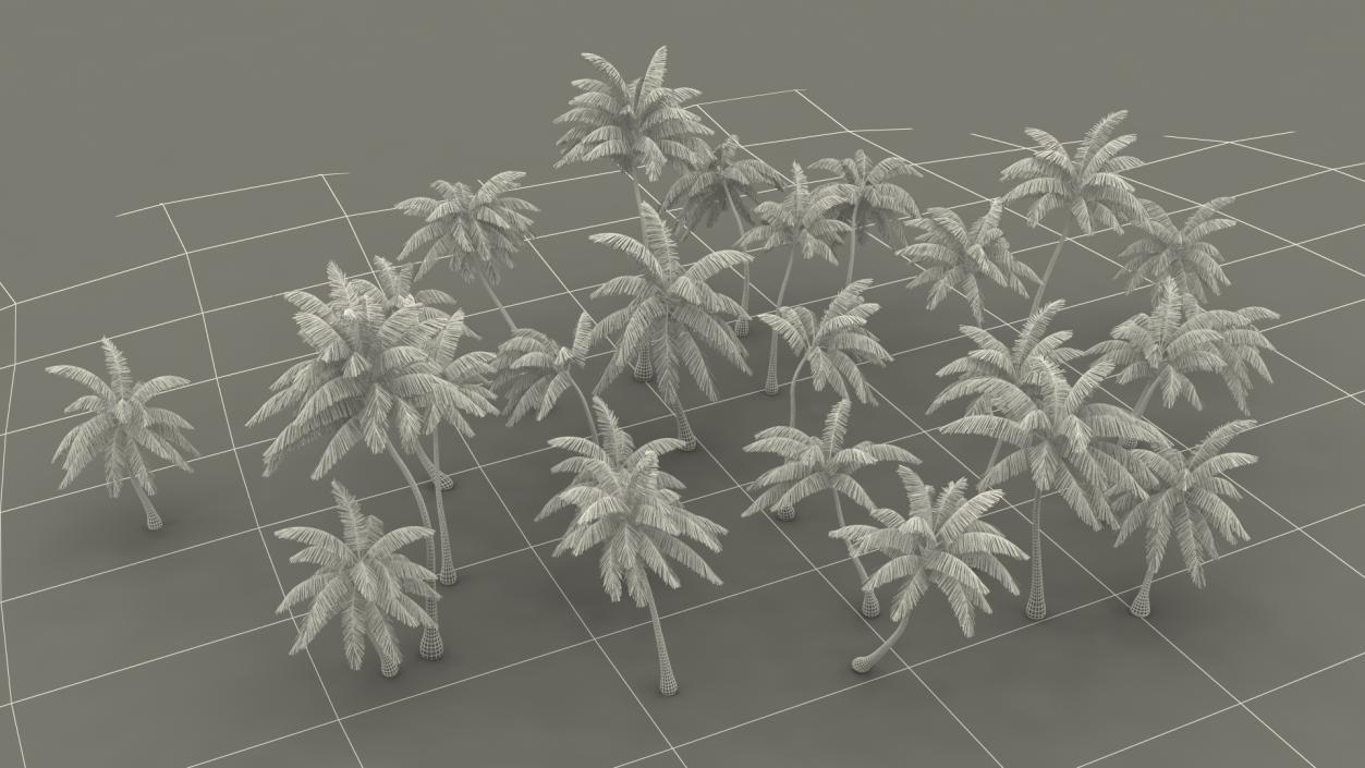 3D Tropical Island with Palm Trees