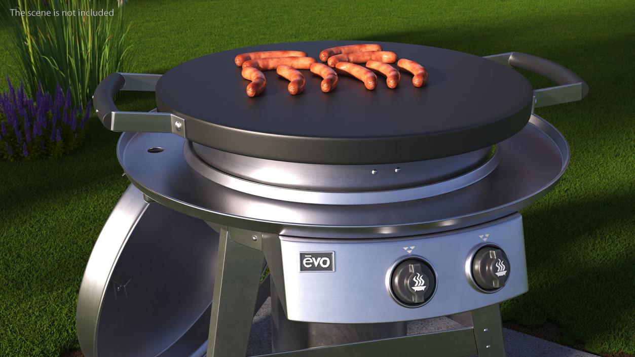 3D Evo Residential Professional Grill Cart with Fried Sausages 2