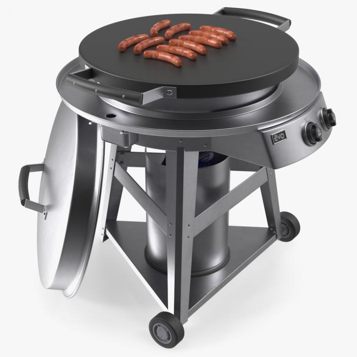 3D Evo Residential Professional Grill Cart with Fried Sausages 2