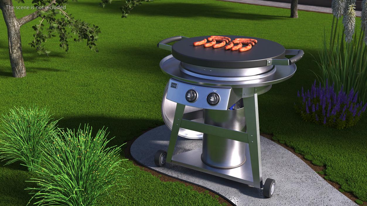 3D Evo Residential Professional Grill Cart with Fried Sausages 2