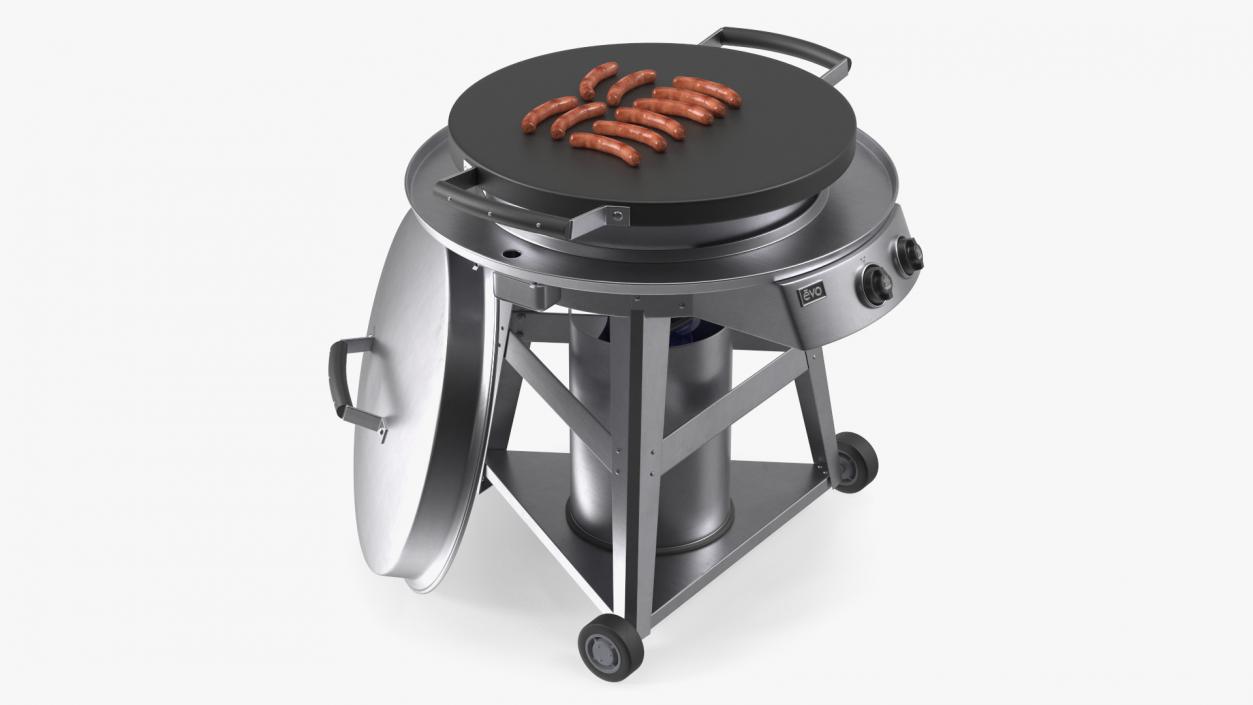 3D Evo Residential Professional Grill Cart with Fried Sausages 2