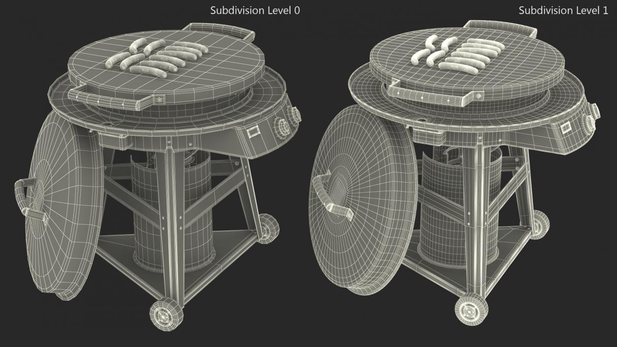 3D Evo Residential Professional Grill Cart with Fried Sausages 2