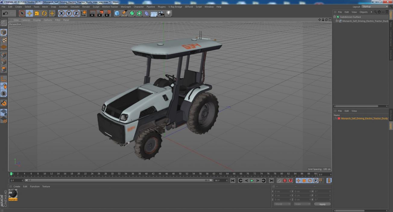 3D Monarch Self Driving Electric Tractor Dusty model