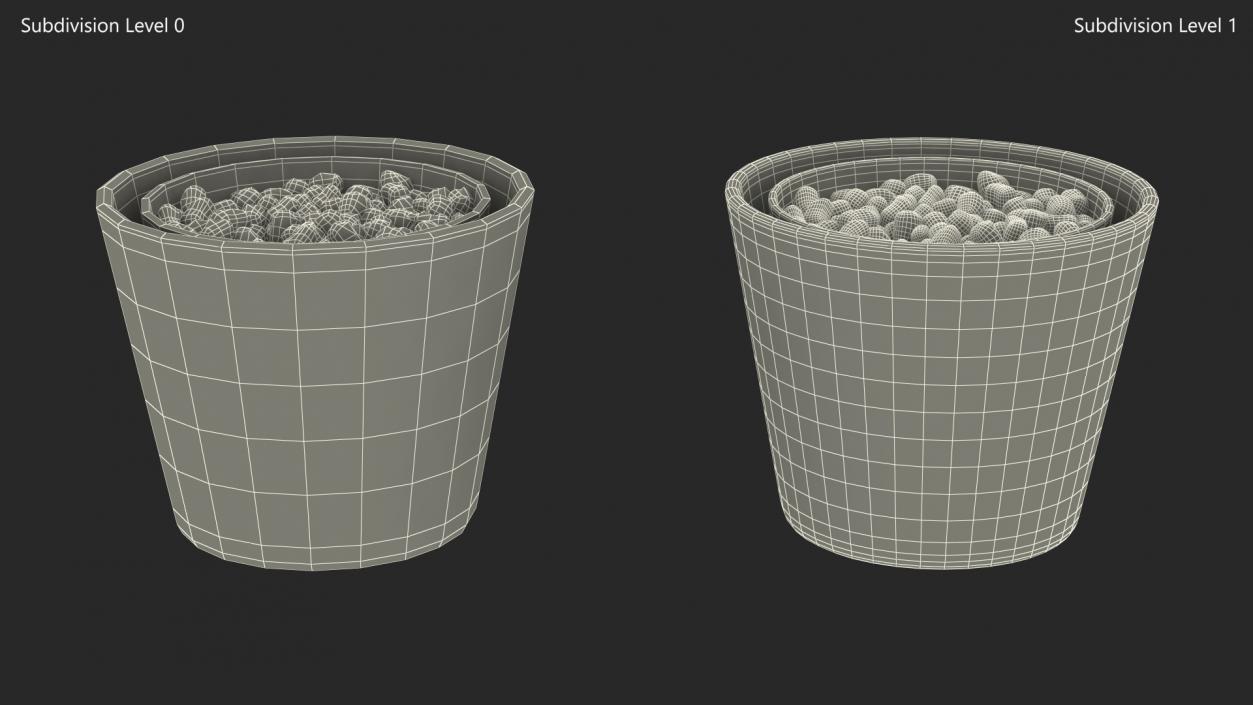 Flower Pot With Decorative Stone 3D