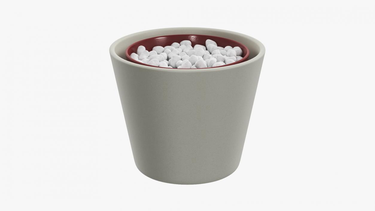 Flower Pot With Decorative Stone 3D